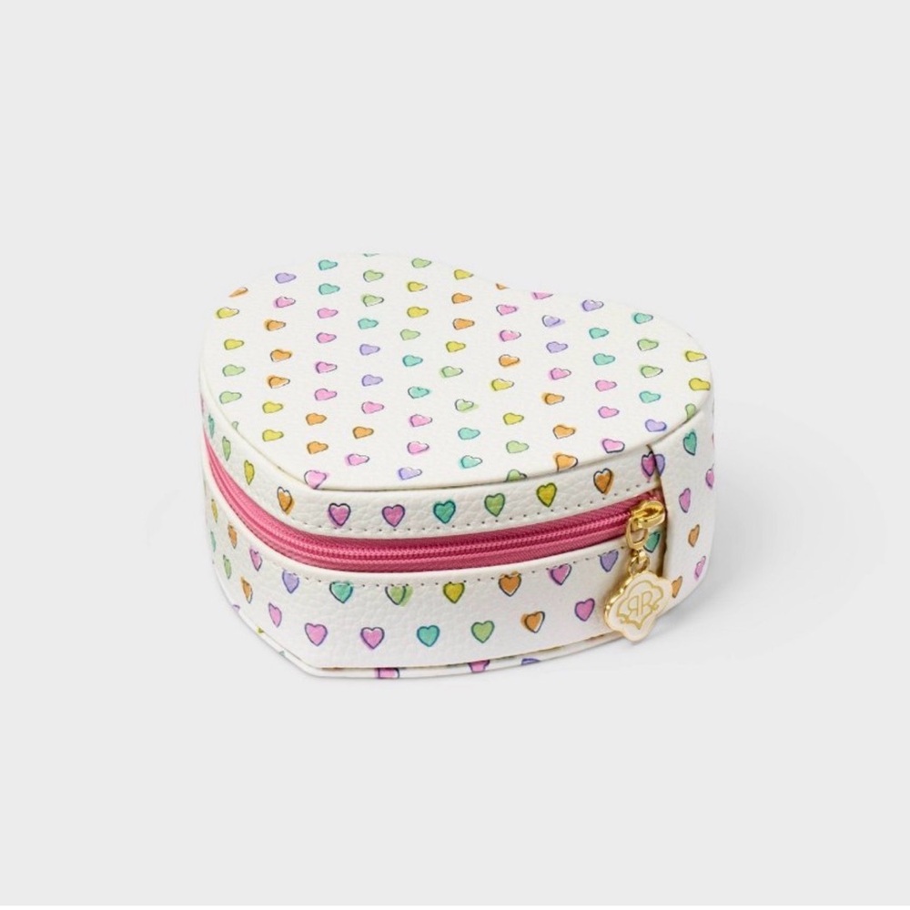 Roller Rabbit 🎯 Disco Hearts 🩷🧡💛💚🩵💜 Wave Heart Shaped Jewelry Box